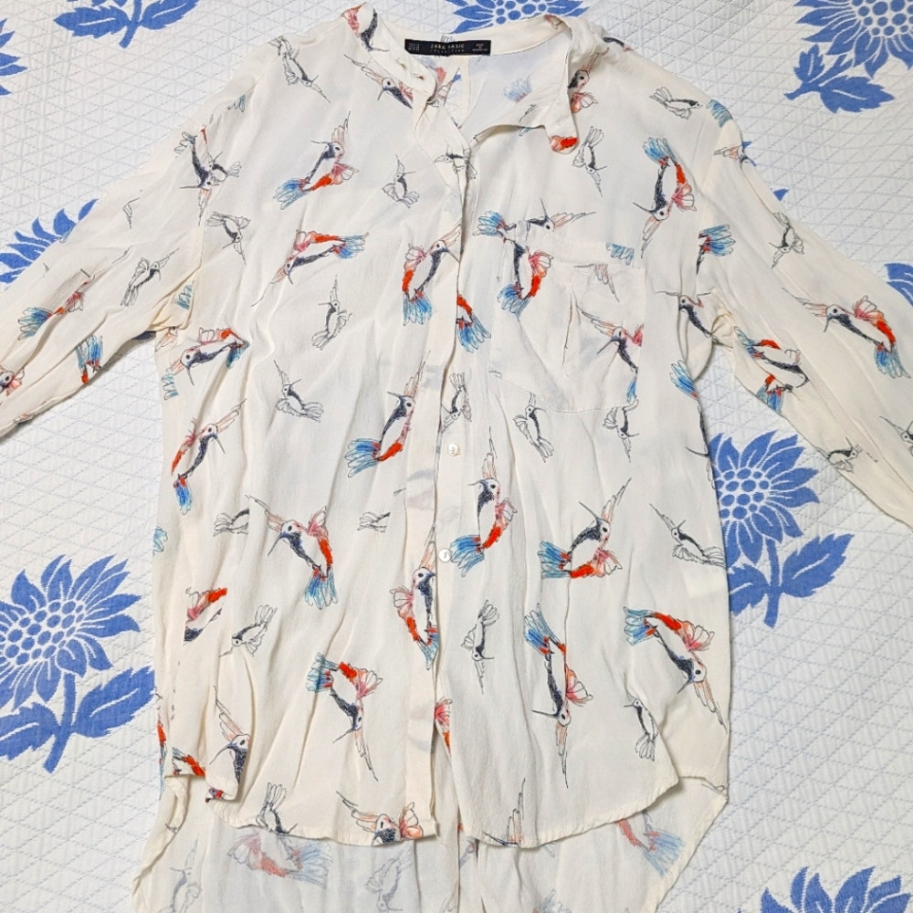 Zara Hummingbird Button Down